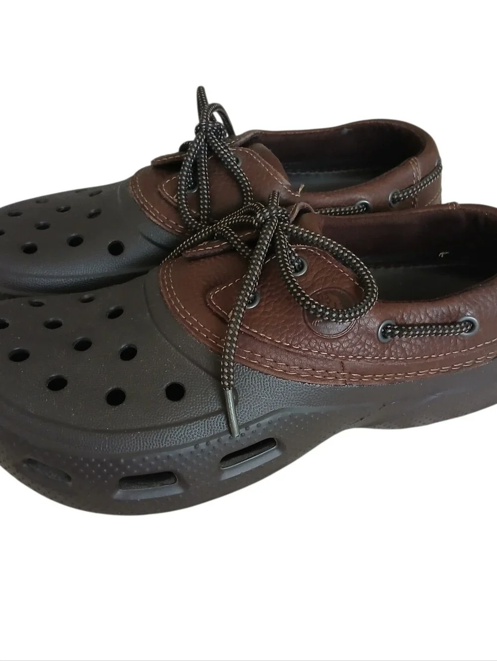 CROCS Islander Pitcrew Sport Boat Shoes Men's 8 Brown Lightweight Comfort